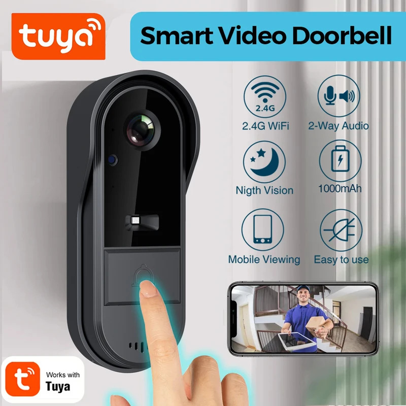 Smart Doorbell Wired - Tuya WiFi deurbel 2-weg HD 1080P,