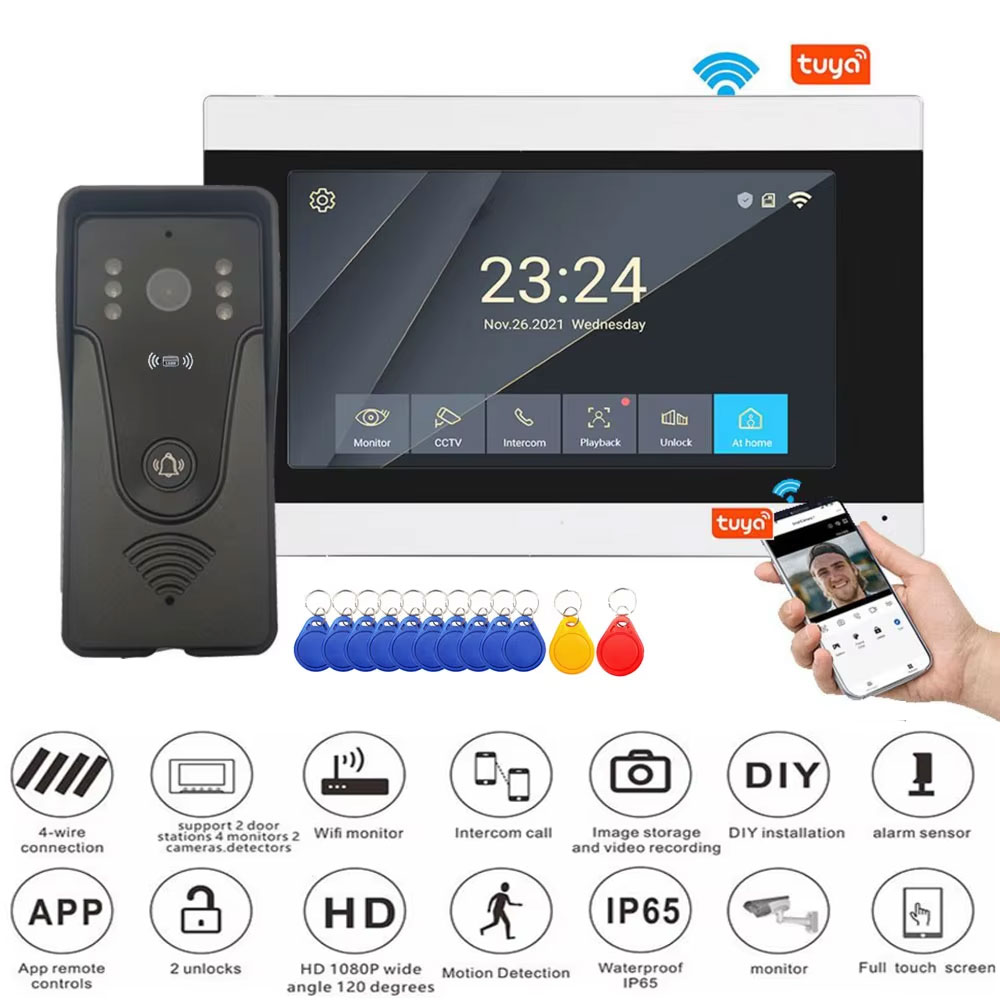 Smart Doorbell Wired - Tuya 1080P 7 inch kleurenaanraakscherm Draadloze