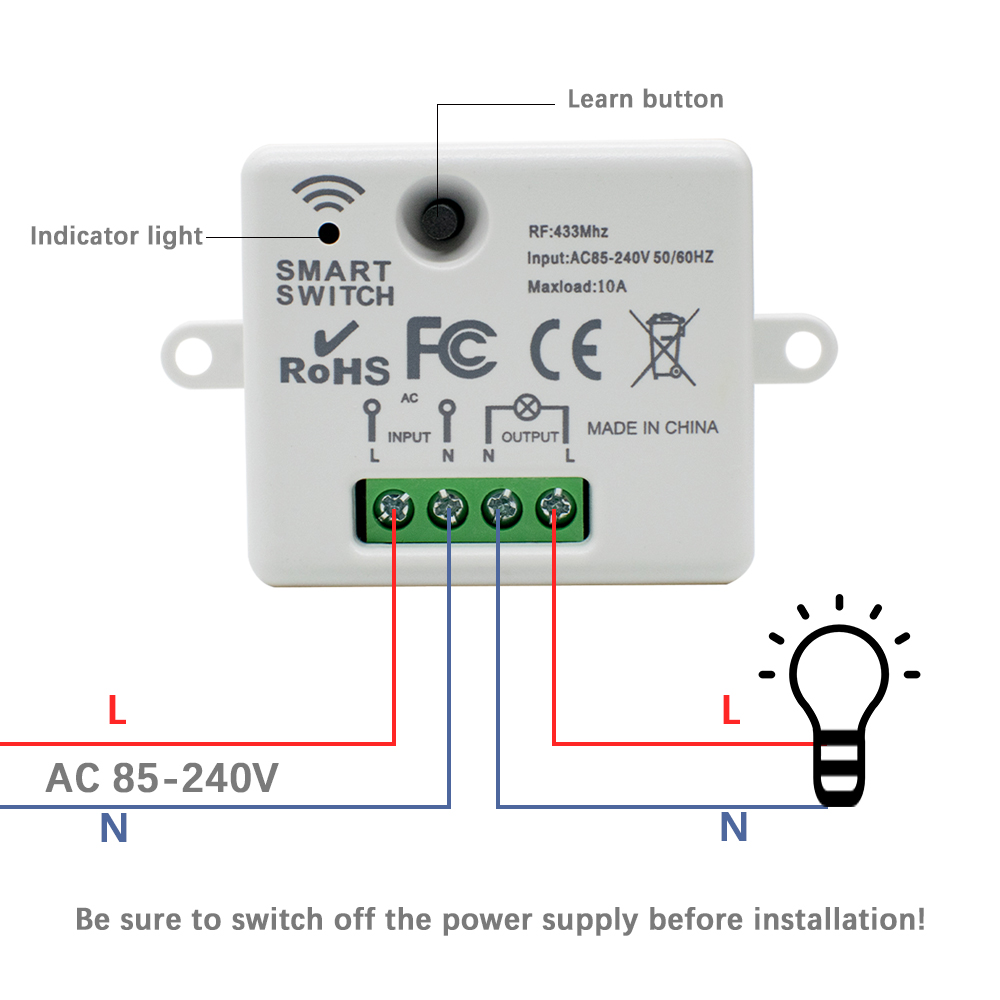 220V 1CH Draadloze Afstandsbed - 433Mhz Receiver Module recensie en prijs